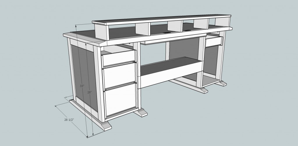 Computer desk rear (SketchUp)