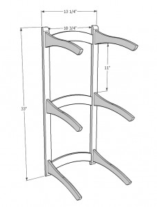 SketchUp model of Julie's new bra rack.