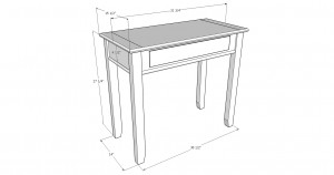 SketchUp plan for my new hall table.